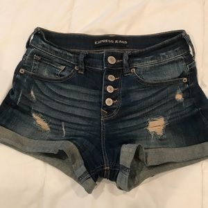 Express Distressed cuffed denim shorts